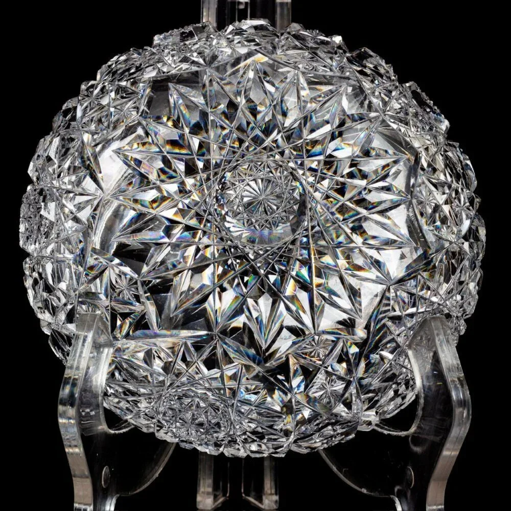 American Brilliant Cut Crystal Vanity Jar | Antique Collectible | Crystal Powder